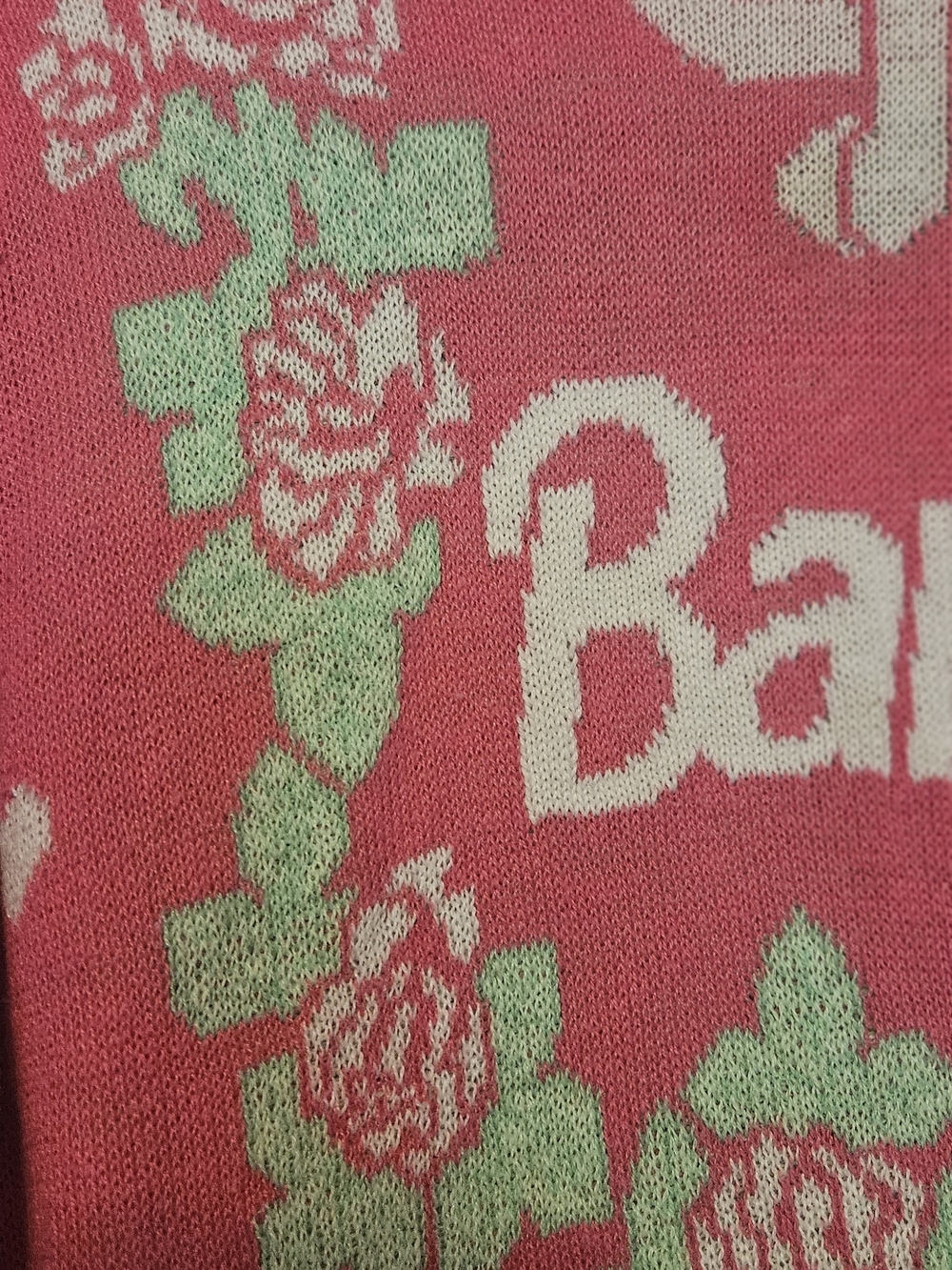 Barbie Pink Floral Heart Knit Sweater - Picture 2 of 9